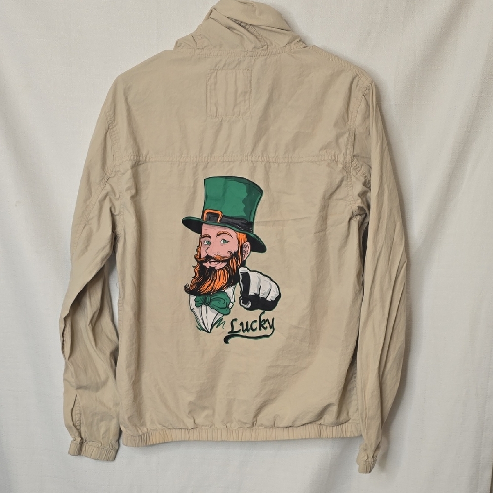 Denim & Flower Tan and Green Lightweight Hooded Zip Jacket Lucky